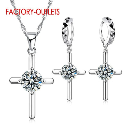 Eleganza Italiana New Jewelry Sets 0.01USD Collections 925 Silver Needle Cubic Zirconia CZ Necklaces Hoop Earrings Women Girls Engagement Gifts Streetwear high fashion shein amazon temu target Walmart online