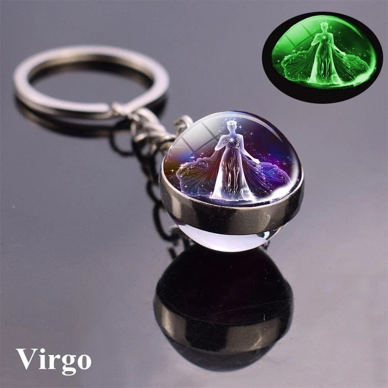 Eleganza Italiana New Luminous 12 Constellation Glass Ball Key Rings Double Sided Zodiac Signs Keychain For Women Glow In The Dark Birthday Gift Streetwear high fashion shein amazon temu target Walmart online