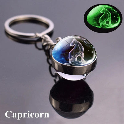 Eleganza Italiana New Luminous 12 Constellation Glass Ball Key Rings Double Sided Zodiac Signs Keychain For Women Glow In The Dark Birthday Gift Streetwear high fashion shein amazon temu target Walmart online