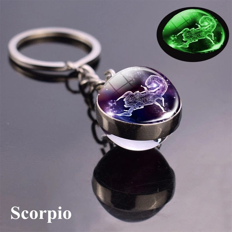 Eleganza Italiana New Luminous 12 Constellation Glass Ball Key Rings Double Sided Zodiac Signs Keychain For Women Glow In The Dark Birthday Gift Streetwear high fashion shein amazon temu target Walmart online