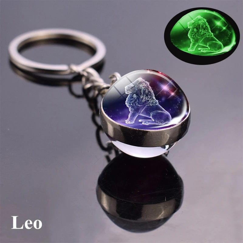 Eleganza Italiana New Luminous 12 Constellation Glass Ball Key Rings Double Sided Zodiac Signs Keychain For Women Glow In The Dark Birthday Gift Streetwear high fashion shein amazon temu target Walmart online