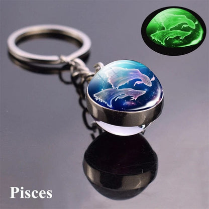 Eleganza Italiana New Luminous 12 Constellation Glass Ball Key Rings Double Sided Zodiac Signs Keychain For Women Glow In The Dark Birthday Gift Streetwear high fashion shein amazon temu target Walmart online