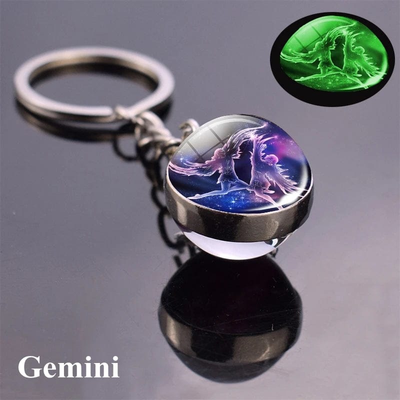 Eleganza Italiana New Luminous 12 Constellation Glass Ball Key Rings Double Sided Zodiac Signs Keychain For Women Glow In The Dark Birthday Gift Streetwear high fashion shein amazon temu target Walmart online