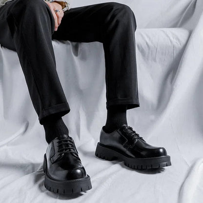 Eleganza Italiana New Man Japan Korean Streetwear Fashion Business Wedding Leather Shoe Men High Sole Platform Casual Leather Shoes Streetwear high fashion shein amazon temu target Walmart online