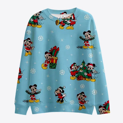 Eleganza Italiana New Merry Christmas Disney Stitch and Mickey Minnie Fall Harajuku Crew Neck Casual Women&