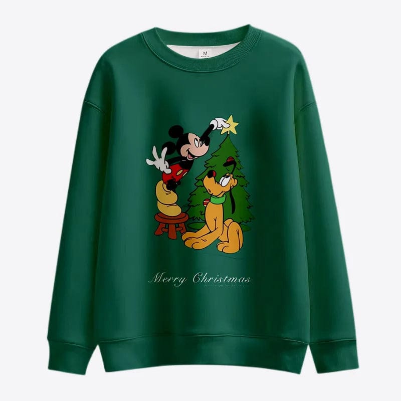 Eleganza Italiana New Merry Christmas Disney Stitch and Mickey Minnie Fall Harajuku Crew Neck Casual Women&