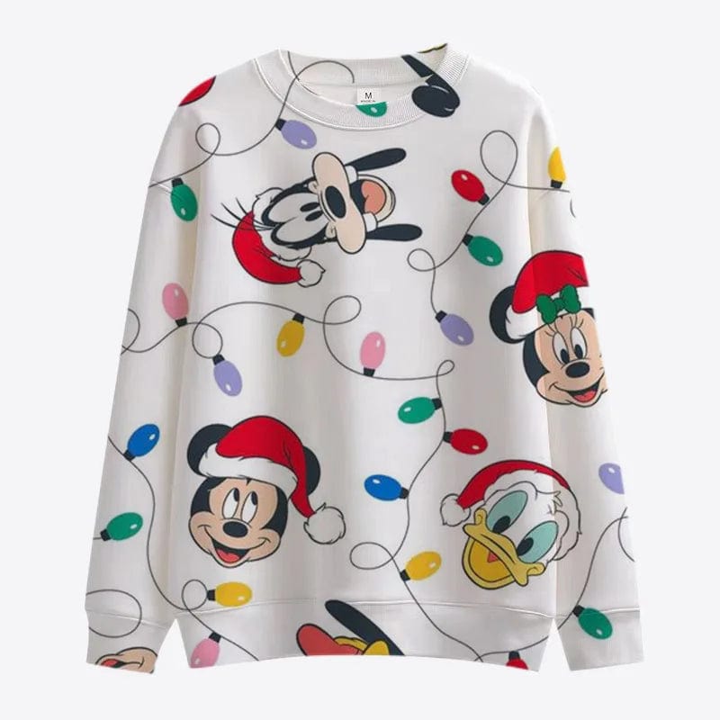 Eleganza Italiana New Merry Christmas Disney Stitch and Mickey Minnie Fall Harajuku Crew Neck Casual Women&