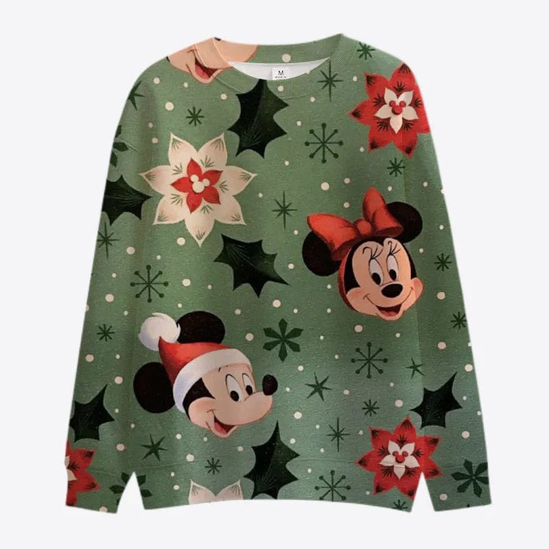 Eleganza Italiana New Merry Christmas Disney Stitch and Mickey Minnie Fall Harajuku Crew Neck Casual Women&