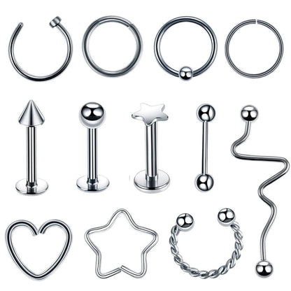 Eleganza Italiana NEW Steel Fashion Circular Bead Rings Horseshoe Eyebrow Tongue Nose Hoop Piercing Labret Stud Ring Ear Cartilage Tragus Jewelry Streetwear high fashion shein amazon temu target Walmart online