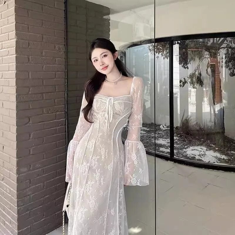 Eleganza Italiana New Style Retro Lace Women’s Dress Holiday Clothing With Bell Sleeves And Slim Fit Long Elegant And Pretty Party Female Dresses. Streetwear high fashion shein amazon temu target Walmart online