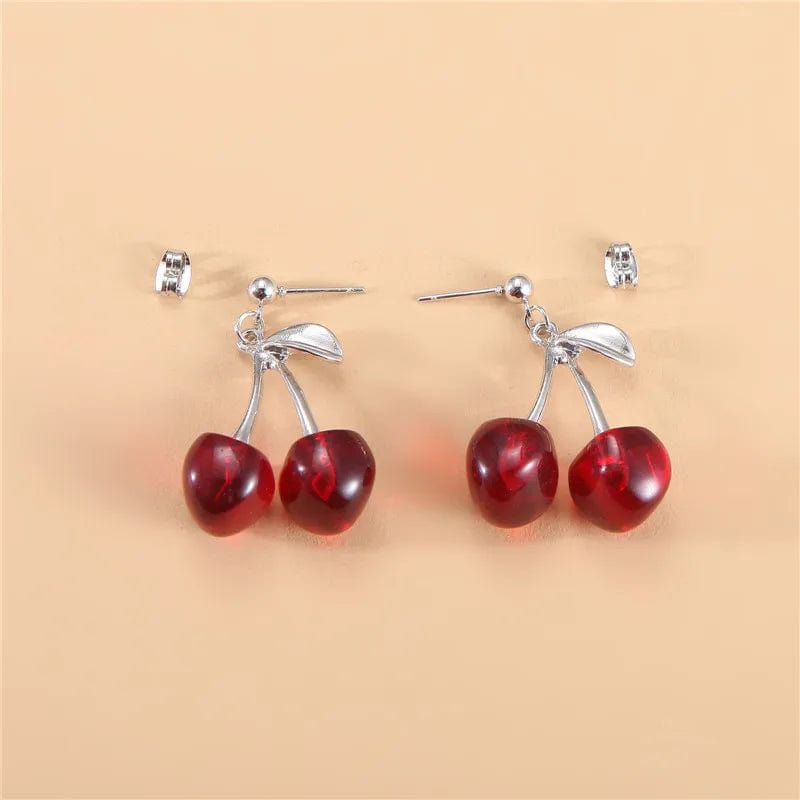 Eleganza Italiana New Sweet Summer Red Transparent Cherry Fruit Fashion Long Ear Nail Earrings Fashion Black Anime Earring For Women Party Jewelry Streetwear high fashion shein amazon temu target Walmart online