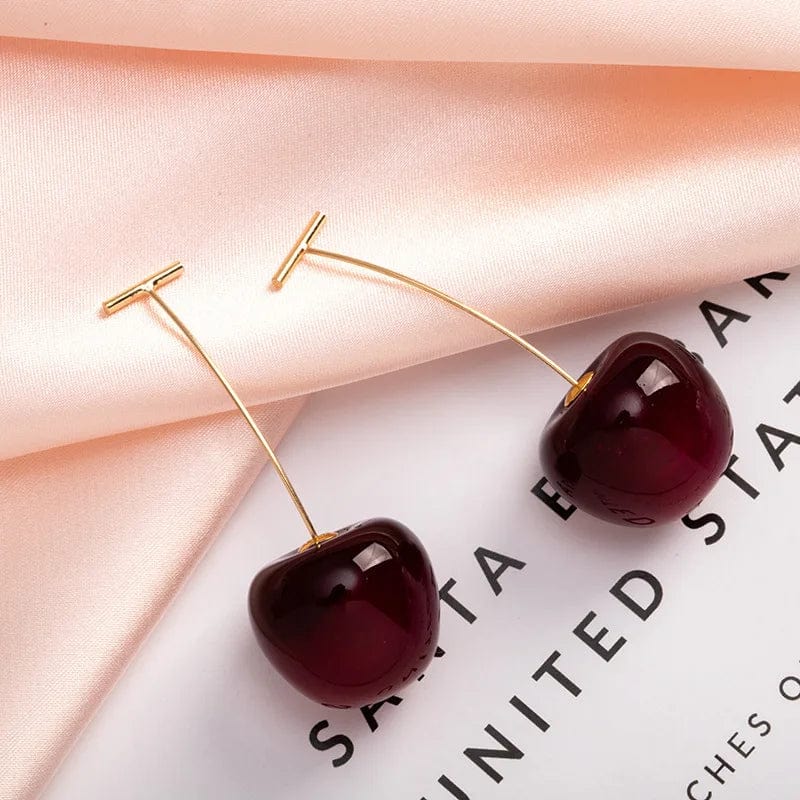 Eleganza Italiana New Sweet Summer Red Transparent Cherry Fruit Fashion Long Ear Nail Earrings Fashion Black Anime Earring For Women Party Jewelry Streetwear high fashion shein amazon temu target Walmart online