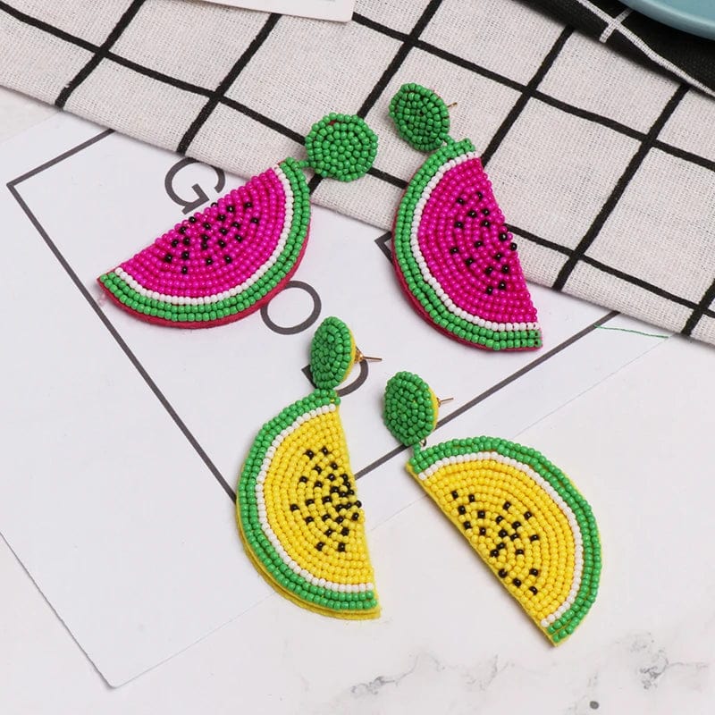 Eleganza Italiana New Trendy Boho Fruit Round Dangle Earrings Handmade Lemon Watermelon Earring Female Wedding Party Summer Jewelry 2024 Trend Streetwear high fashion shein amazon temu target Walmart online