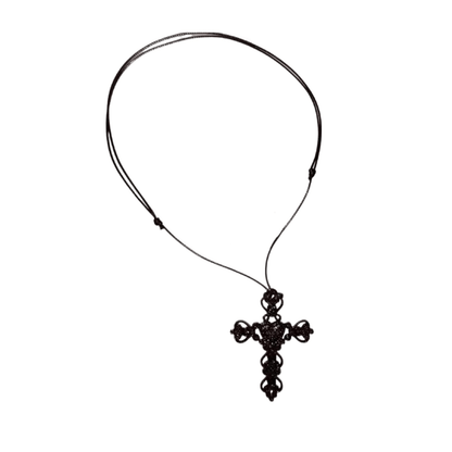 Eleganza Italiana Original Homemade Y2g Dark Punk Goth Stylish Cross Length Adjustable Pull Leather Rope Necklace Necklace Streetwear high fashion shein amazon temu target Walmart online