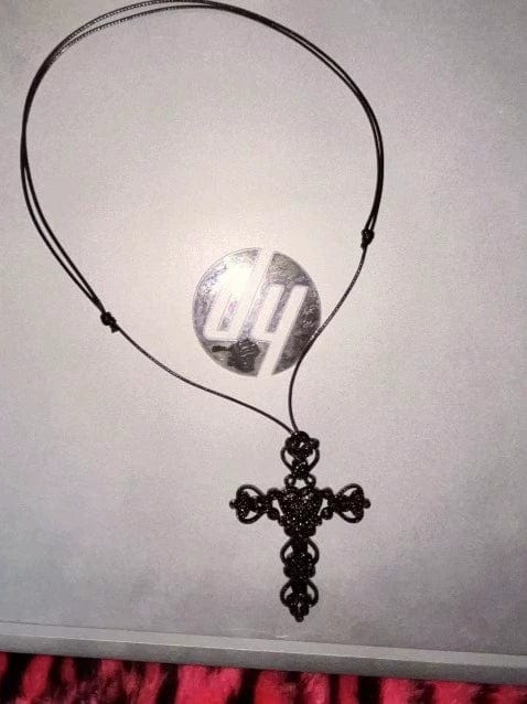 Eleganza Italiana Original Homemade Y2g Dark Punk Goth Stylish Cross Length Adjustable Pull Leather Rope Necklace Necklace Streetwear high fashion shein amazon temu target Walmart online