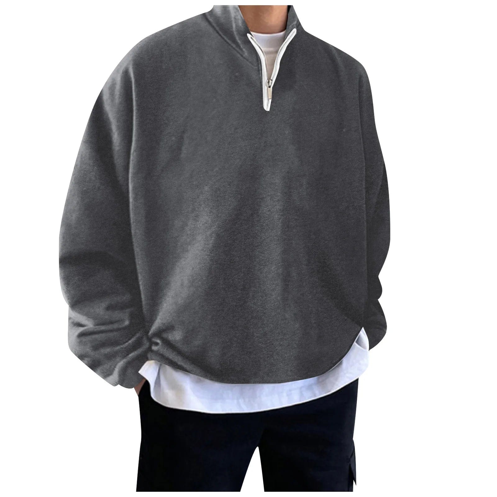 Eleganza Italiana Oversized Hoodie Stand-Up Collar Hooded Sweater Men&