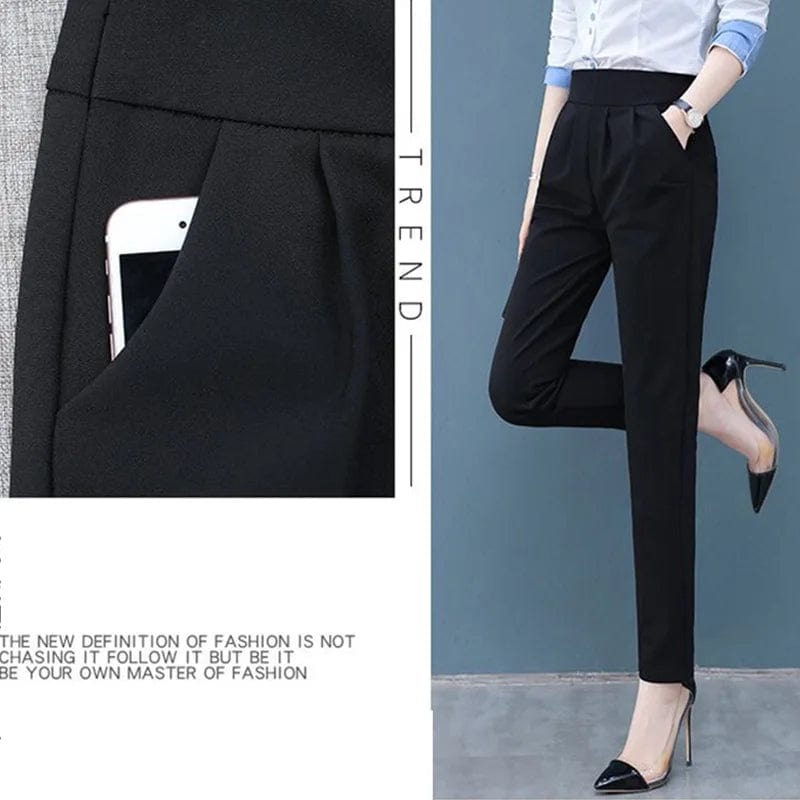 Eleganza Italiana Oversized S-3XL Black Casual Pants for Women High Waisted Fall Office Work Pants Femme Pantalones De Mujer Y2k Streetwear Streetwear high fashion shein amazon temu target Walmart online