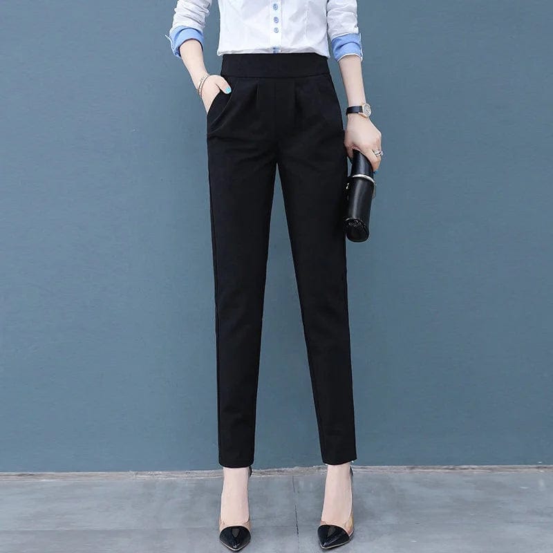 Eleganza Italiana Oversized S-3XL Black Casual Pants for Women High Waisted Fall Office Work Pants Femme Pantalones De Mujer Y2k Streetwear Streetwear high fashion shein amazon temu target Walmart online