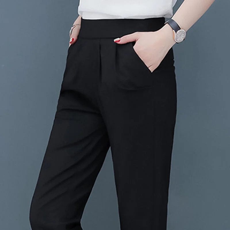 Eleganza Italiana Oversized S-3XL Black Casual Pants for Women High Waisted Fall Office Work Pants Femme Pantalones De Mujer Y2k Streetwear Streetwear high fashion shein amazon temu target Walmart online