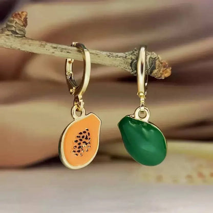 Eleganza Italiana Papaya Enamel Fruit Pendant Dangle Earrings Summer Collection  INS Personality Creative Fruit Charm Earrings Jewelry Gift 2022 Streetwear high fashion shein amazon temu target Walmart online