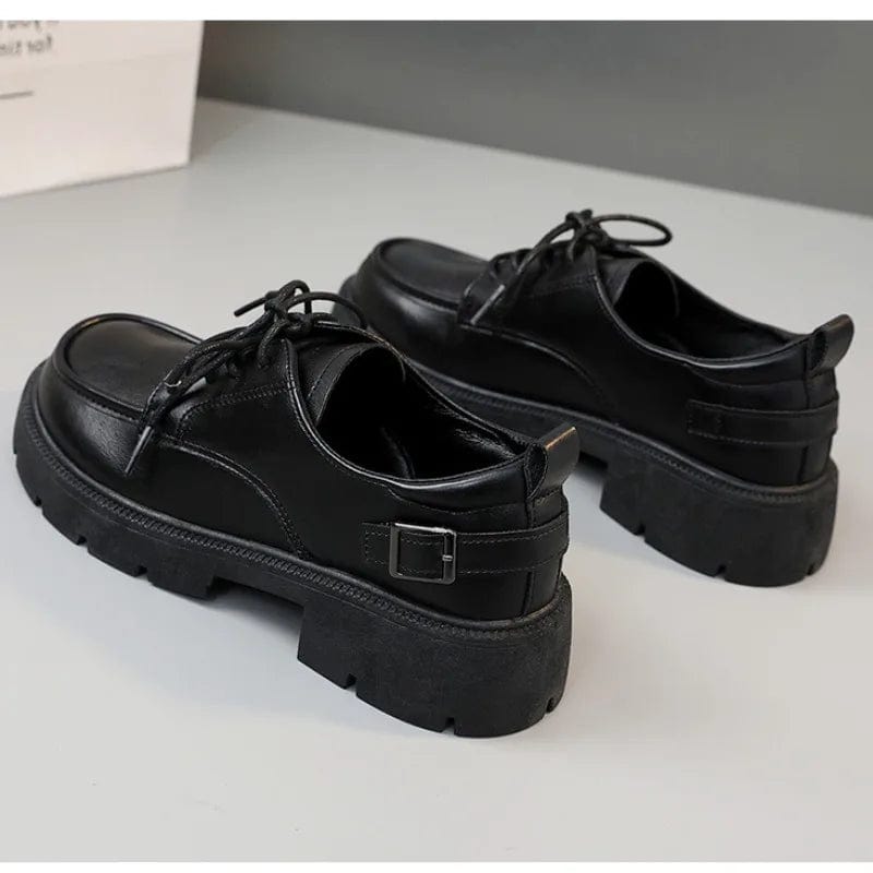 Eleganza Italiana Patent Leather Platform Loafers Women 2024 Preppy Style Lace Up Oxford Shoes Woman Black Thick Bottom Y2K Shoes Female Streetwear high fashion shein amazon temu target Walmart online