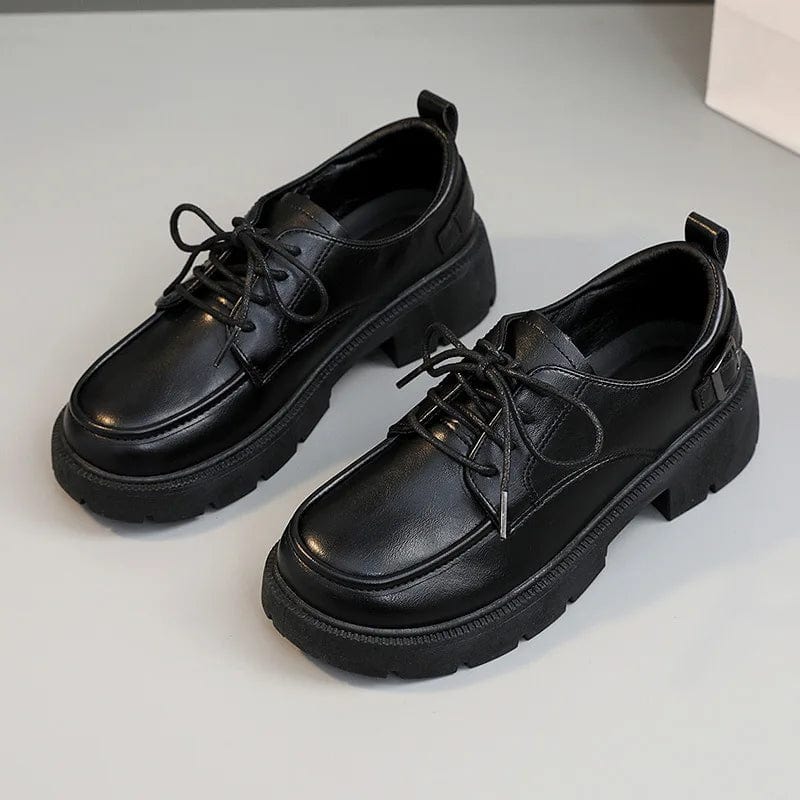 Eleganza Italiana Patent Leather Platform Loafers Women 2024 Preppy Style Lace Up Oxford Shoes Woman Black Thick Bottom Y2K Shoes Female Streetwear high fashion shein amazon temu target Walmart online