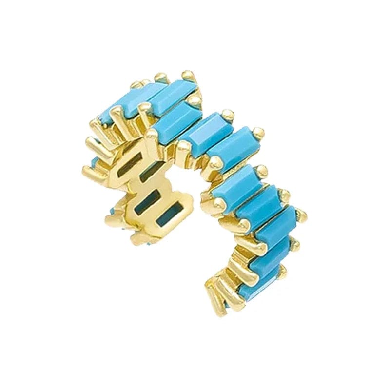 Eleganza Italiana Pavé Colorful Zircon Women 24k Gold-Plated Silver Ear Clip Earring Set Purple / Blue Turquoise / Pink 7 Color Earrings 2021 Streetwear high fashion shein amazon temu target Walmart online