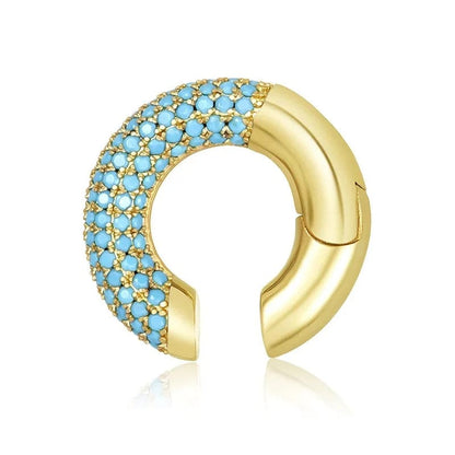 Eleganza Italiana Pavé Colorful Zircon Women 24k Gold-Plated Silver Ear Clip Earring Set Purple / Blue Turquoise / Pink 7 Color Earrings 2021 Streetwear high fashion shein amazon temu target Walmart online