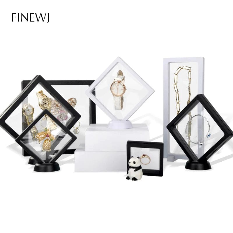 Eleganza Italiana PE Film Jewelry Storage Box 3D Packaging Case Gemstone Free Stand Floating Frame Membrane Ring Earrings Necklace Display Holder Streetwear high fashion shein amazon temu target Walmart online