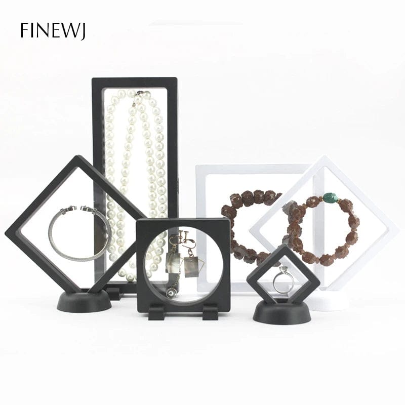 Eleganza Italiana PE Film Jewelry Storage Box 3D Packaging Case Gemstone Free Stand Floating Frame Membrane Ring Earrings Necklace Display Holder Streetwear high fashion shein amazon temu target Walmart online