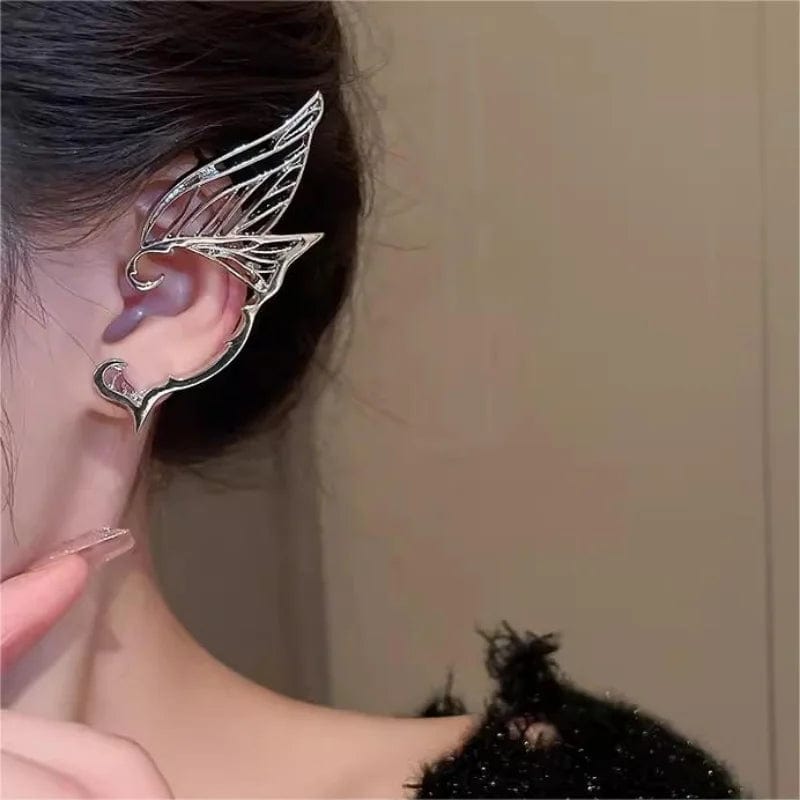 Eleganza Italiana Personalized Retro Clip Earrings Hollow Butterfly Wings Earbone Clip Dark Elf Earrings European American Single Side Earrings Streetwear high fashion shein amazon temu target Walmart online