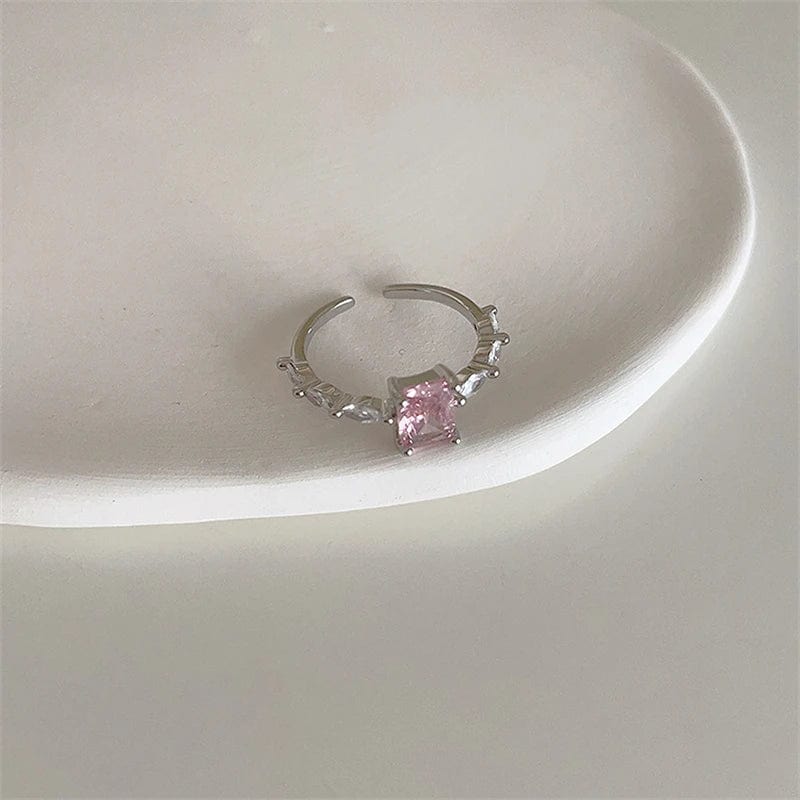 Eleganza Italiana Pink Crystal Irregular Heart Rings Creative Zircon Bowknot Opal Love Heart Open Ring Y2K Shiny Rings for Women Party Jewelry Streetwear high fashion shein amazon temu target Walmart online