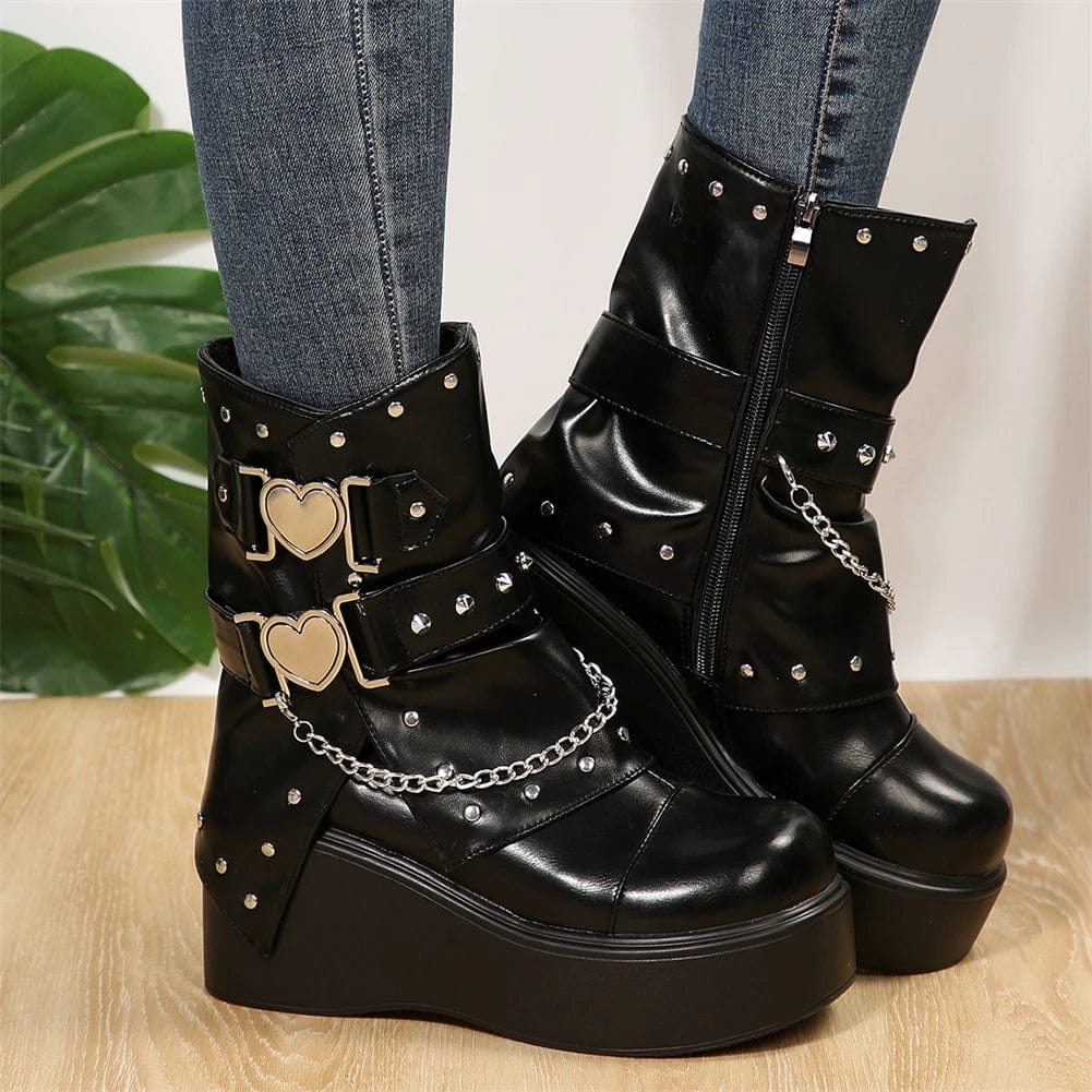 Eleganza Italiana Platform Rivet Chain Decoration Women&