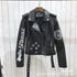 Eleganza Italiana Print Faux Soft Leather Jacket Women Spring Fall Winter Pu Motorcycle Coat Black Punk Gothic Biker Rivet Pocket Outerwear Streetwear high fashion shein amazon temu target Walmart online