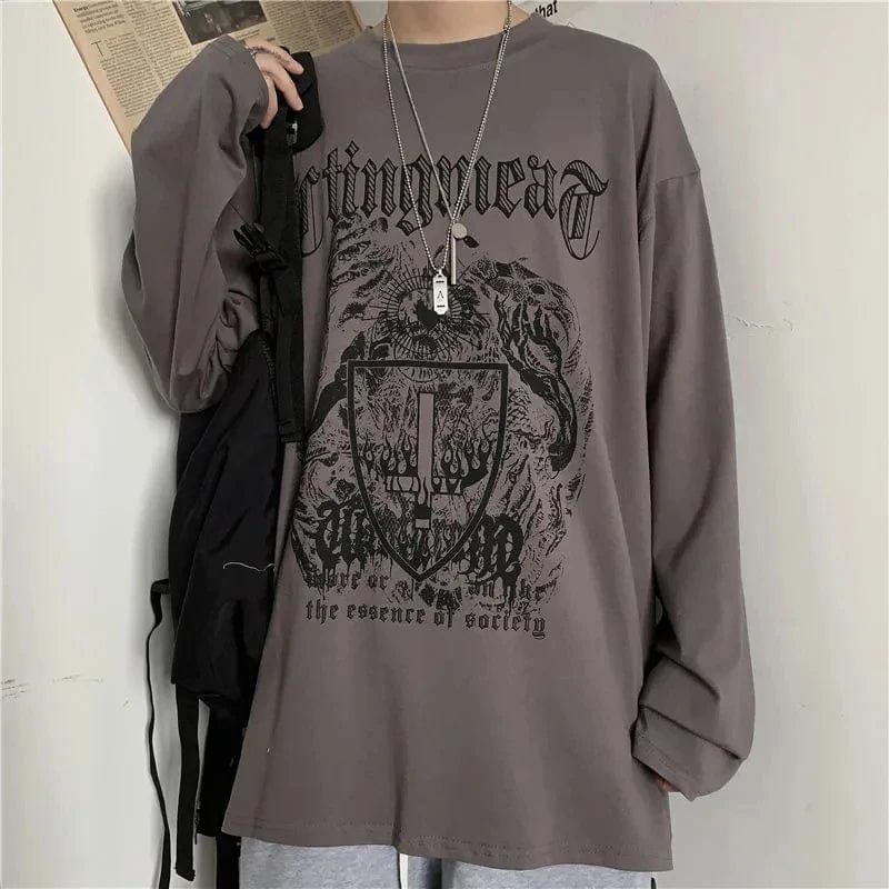 Eleganza Italiana Printed long-sleeved oversize t-shirt men&