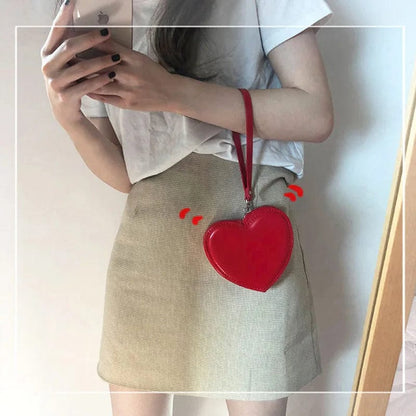 Eleganza Italiana PU Leather Heart Bag Coin Purses for Women Cute Children&