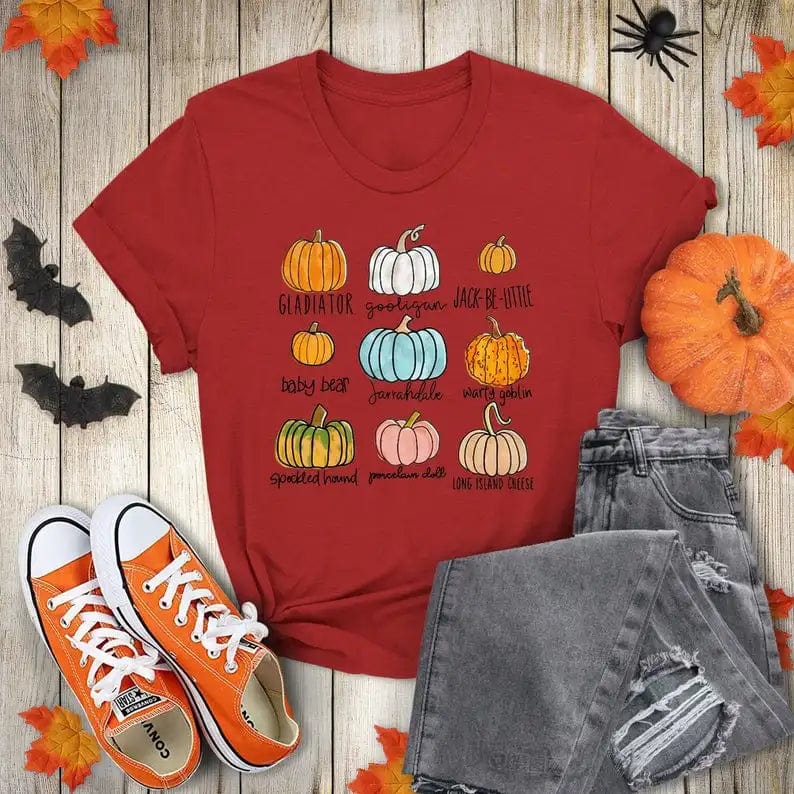 Eleganza Italiana Pumpkin Varieties unisex tshirt Cute Pumpkin Womens Fall Womens Thanksgiving Halloween shirt Foodie 100% Cotton O Neck goth y2k Streetwear high fashion shein amazon temu target Walmart online