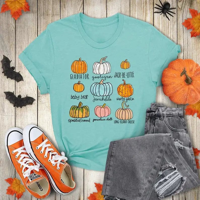 Eleganza Italiana Pumpkin Varieties unisex tshirt Cute Pumpkin Womens Fall Womens Thanksgiving Halloween shirt Foodie 100% Cotton O Neck goth y2k Streetwear high fashion shein amazon temu target Walmart online