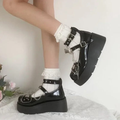 Eleganza Italiana Punk Metal Chain Chunky Platform Ankle Boots Women 2024 Winter Y2K Thick Bottom Denim Boots Woman Black Gothic Lolita Shoes Streetwear high fashion shein amazon temu target Walmart online