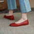 Eleganza Italiana Red with Bow Normal Leather Casual Kawaii Flat Cute Moccasins Flats Ladies Footwear Women&