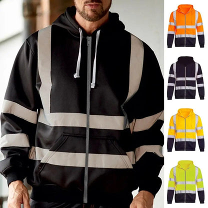 Eleganza Italiana Reflective Hoodie Reflective Strip Men&