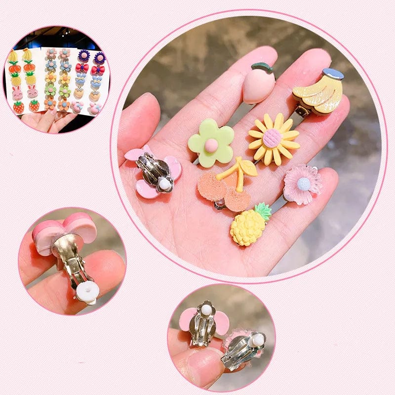 Eleganza Italiana Resin Flower Animal Fruit Clip Earrings for Girls Children Student Ear Jewelry Women Ear Pins Earring Holeless Ear Accessories Streetwear high fashion shein amazon temu target Walmart online