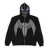 Eleganza Italiana Rhinestone Full Zip Hoodie Skeleton Goth Sweatshirt Pull Long Sleeve Black Hoodies Y2k Fashion Men&