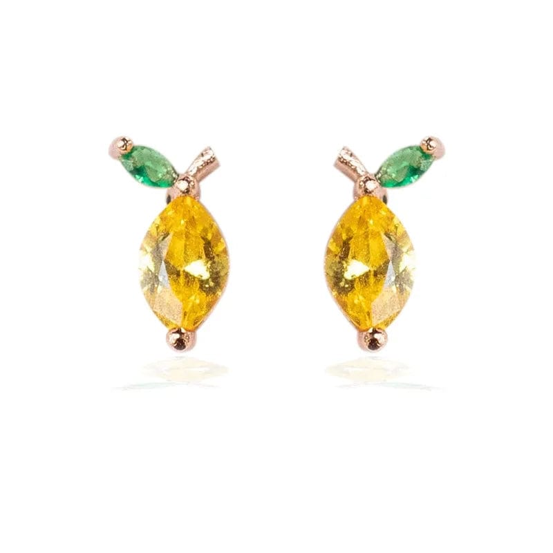 Eleganza Italiana S925 Anti-allergy Post 18k Gold Plated Zircon Studs Fashion Crystal Pineapple Banana Peach Apple Lemon Fruit Stud Earrings Streetwear high fashion shein amazon temu target Walmart online