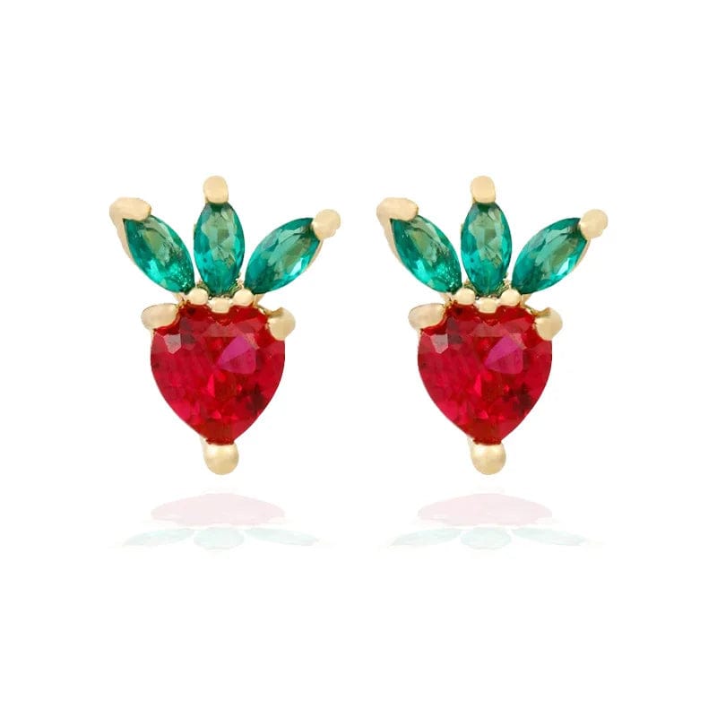 Eleganza Italiana S925 Anti-allergy Post 18k Gold Plated Zircon Studs Fashion Crystal Pineapple Banana Peach Apple Lemon Fruit Stud Earrings Streetwear high fashion shein amazon temu target Walmart online