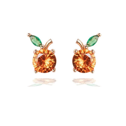 Eleganza Italiana S925 Anti-allergy Post 18k Gold Plated Zircon Studs Fashion Crystal Pineapple Banana Peach Apple Lemon Fruit Stud Earrings Streetwear high fashion shein amazon temu target Walmart online