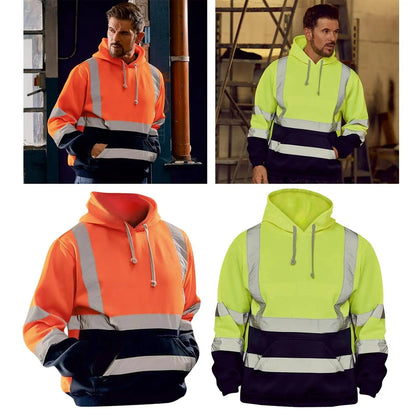 Eleganza Italiana Safety Hi Vis Pullover Mens Hooded Sweatshirt Streetwear Tops Warehouse Work Roadside Emergency Streetwear high fashion shein amazon temu target Walmart online