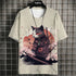 Eleganza Italiana Samurai Cat T-Shirt For Men Summer Trendy Japanese Short Sleeve Tees Oversized Streetwear Casual Sweatshirt Male Clothing Tops Streetwear high fashion shein amazon temu target Walmart online