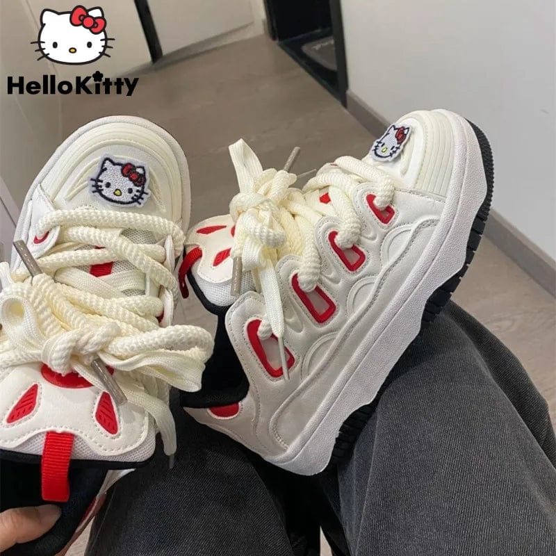 Eleganza Italiana Sanrio Cartoon Hello Kitty Sneakers Women Thick Sole Bread Shoes Y2k Preppy Cute Casual Sport Shoes Student Skate Shoes New 2023 Streetwear high fashion shein amazon temu target Walmart online