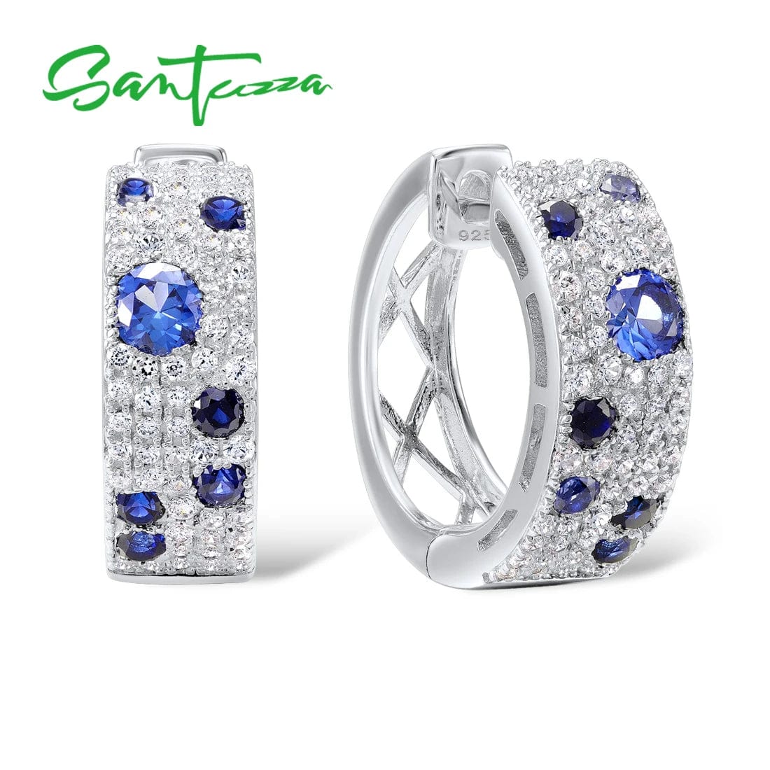 Eleganza Italiana SANTUZZA 100% 925 Sterling Silver Earrings For Women Green Spinel Created Ruby Blue Cubic Zirconia brincos Trendy Fine Jewelry Streetwear high fashion shein amazon temu target Walmart online